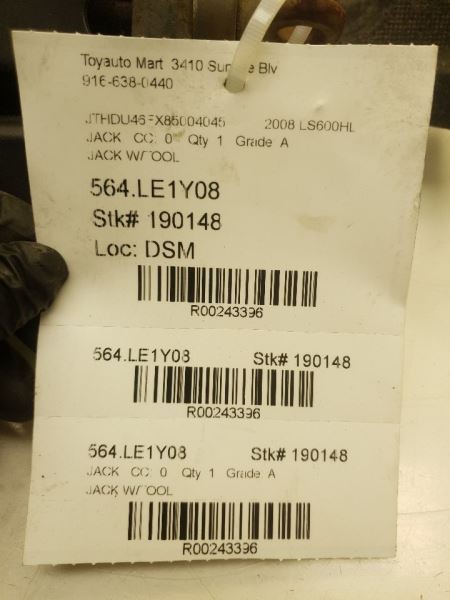 2008 LEXUS LS600HL JACK AND TOOL KIT