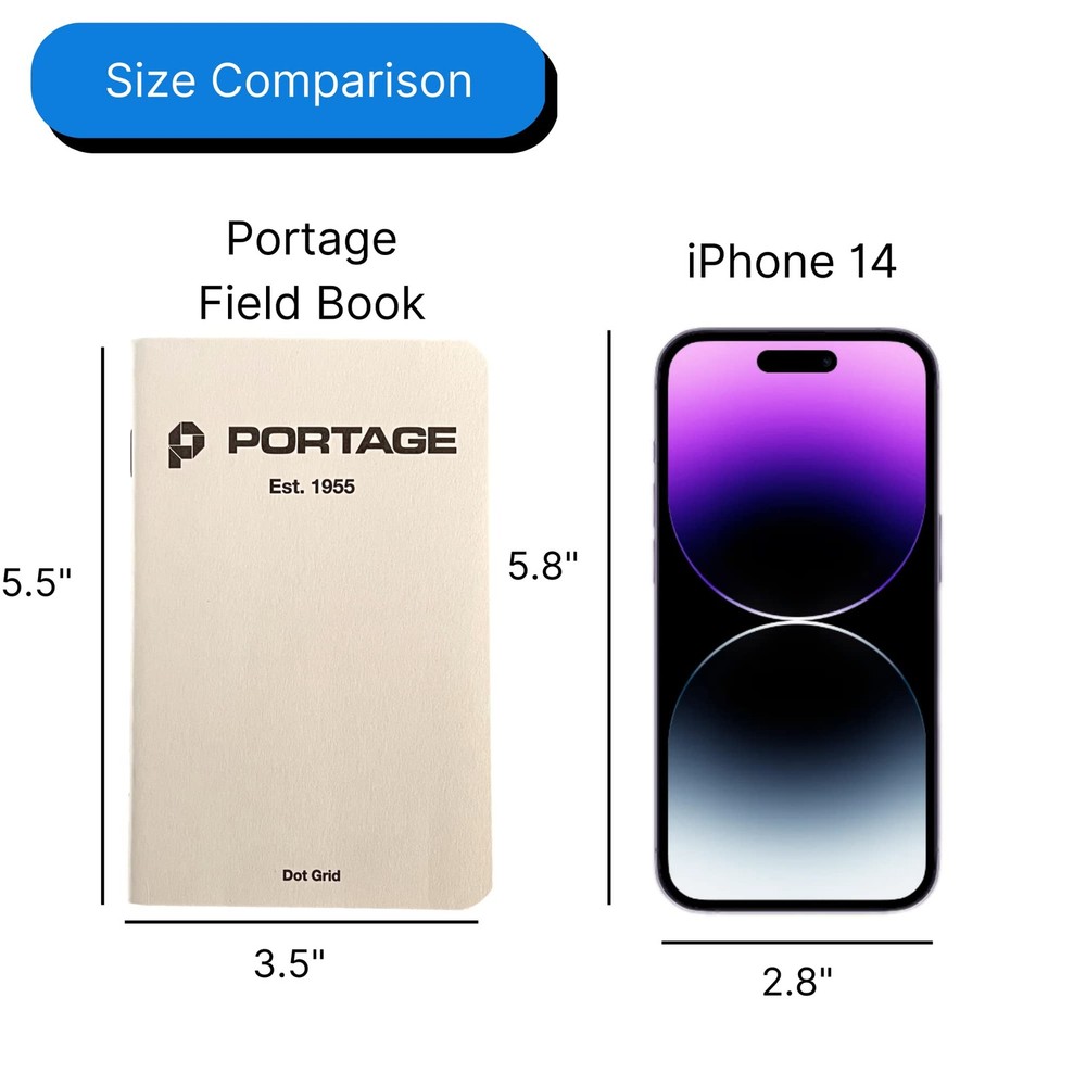 Portage Small Graph Notebook- Notepad for Field Notes, White