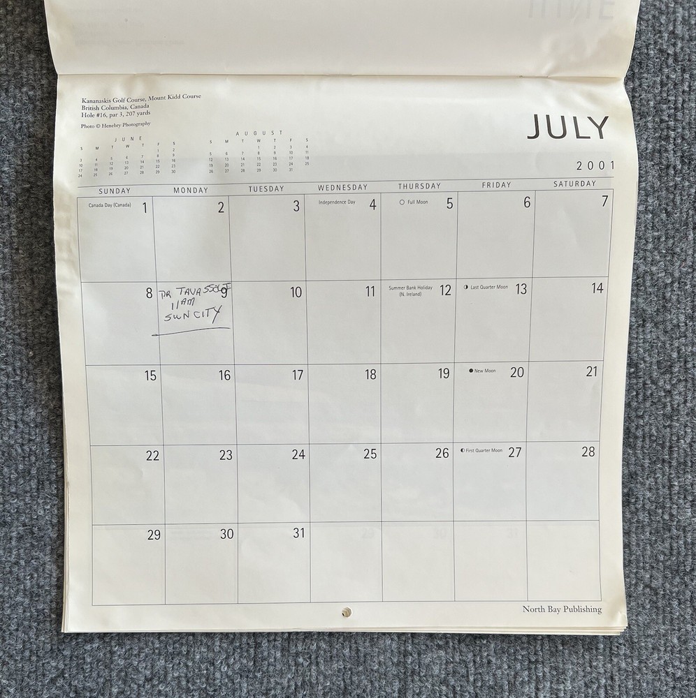 Great Golf 2001 Calendar World Golf Courses