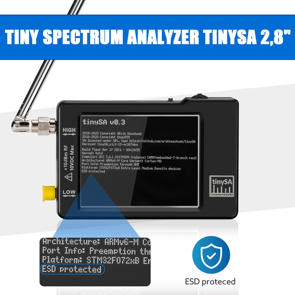 Handheld 2.8" LCD tiny Spectrum analyzer TinySA 100kHz to 960MHz Touch Control