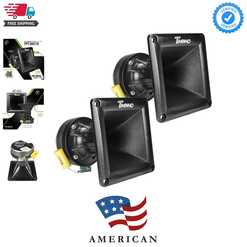 2X TPT-DH175 Horn Drivers 500 Watts 1" Exit High Frequency Compression Driver...