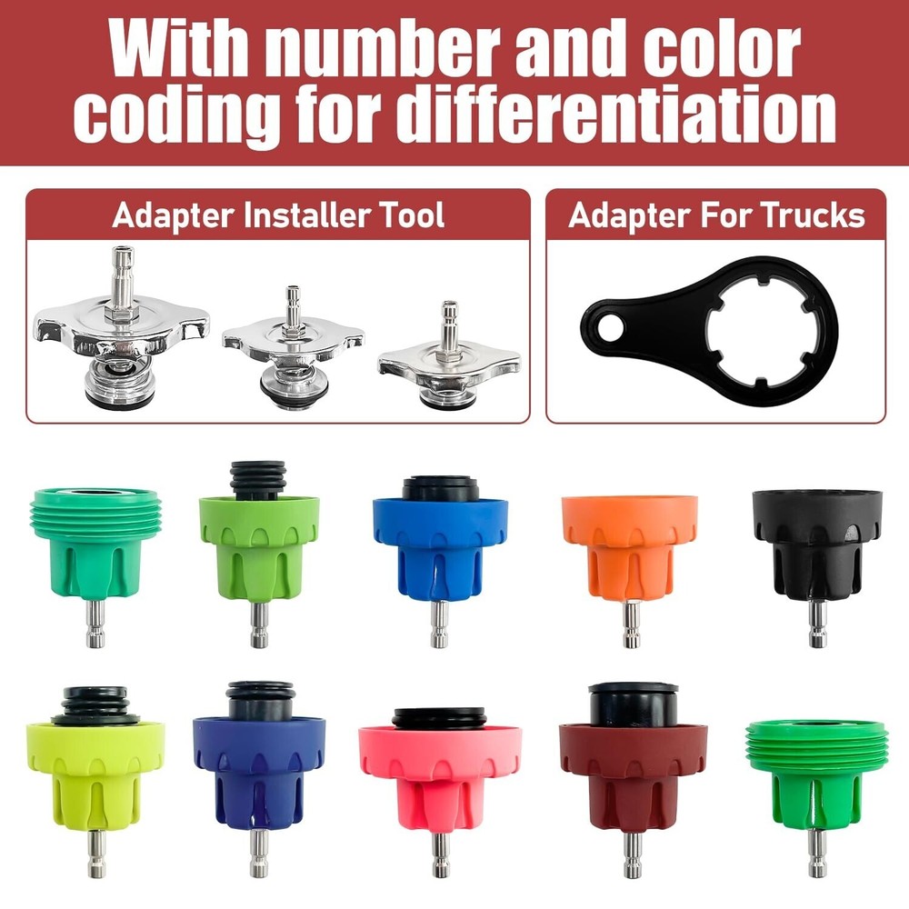 18Pcs Universal Radiator Pressure Tester Kit Coolant Vacuum Type Cooling System