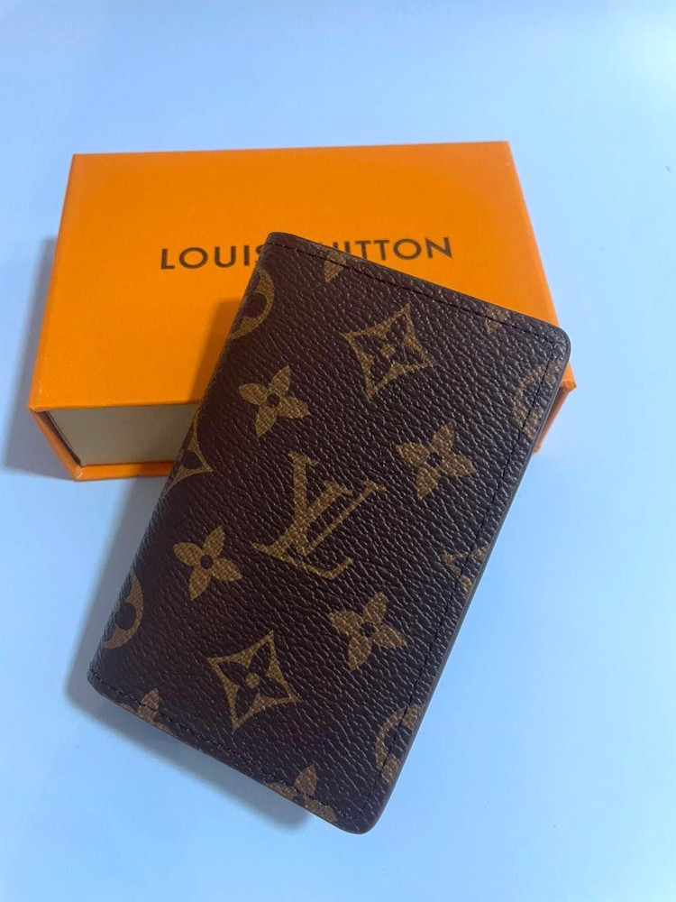 LV Louis Vuitton Pocket Organizer Monogram Eclipse Brown