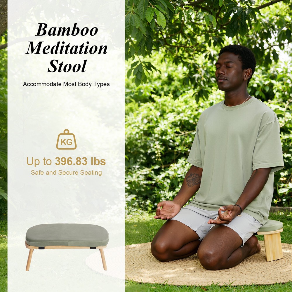 Foldable&Ergonomic Meditation Stool Foldable Kneeling Meditation Bench w/Cushion