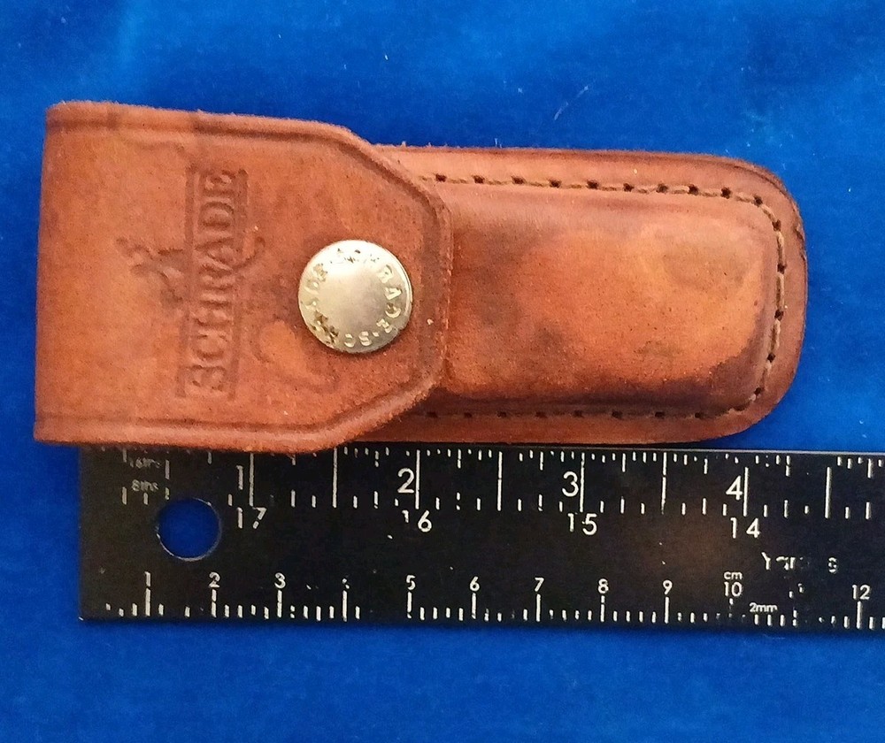 SCHRADE TAN LEATHER SHEATH ONLY - FOR 4" FOLDING KNIFE -