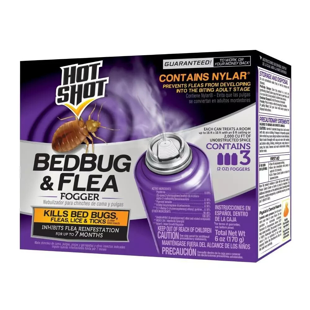 Hot Shot Bedbug and Flea Fogger, 3-Count      **SAME DAY SHIPPING**