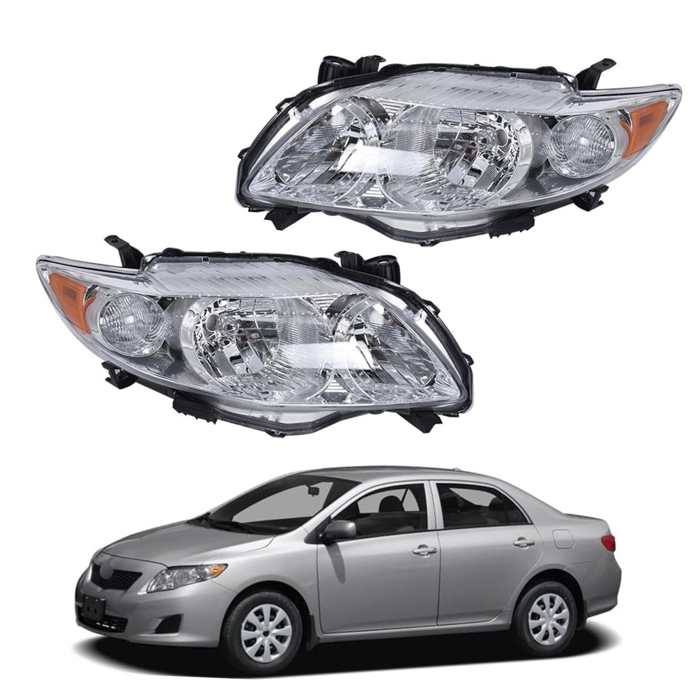 Headlights Assembly Silver Headlamp Replacement for 2009 Chrome,Silver Medium