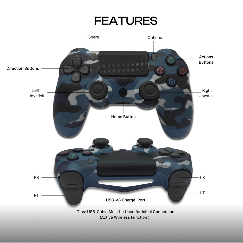 Universal Wireless Game Controller – Blue Camo Edition – Bluetooth Gamepad