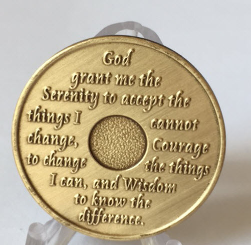 AA Alcoholics Anonymous Plain Front Bronze Medallion Chip Serenity Prayer Coin