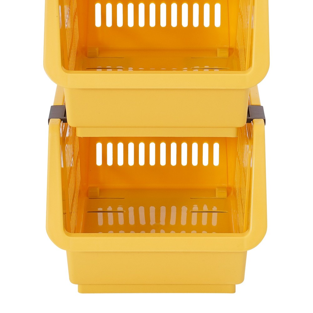 Stackable Plastic Storage Bins 4PC Yellow – Space Saving Organizer Set
