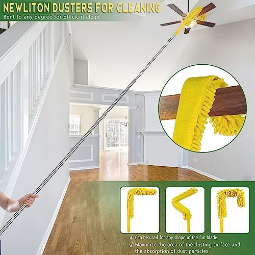17FT Extendable Duster with 2-9 ft Extension Pole for High Ceilings, Cobweb
