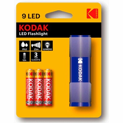 Kodak 9LED Flashlight Red Blue & Black LED BATTERIES INCLUDED