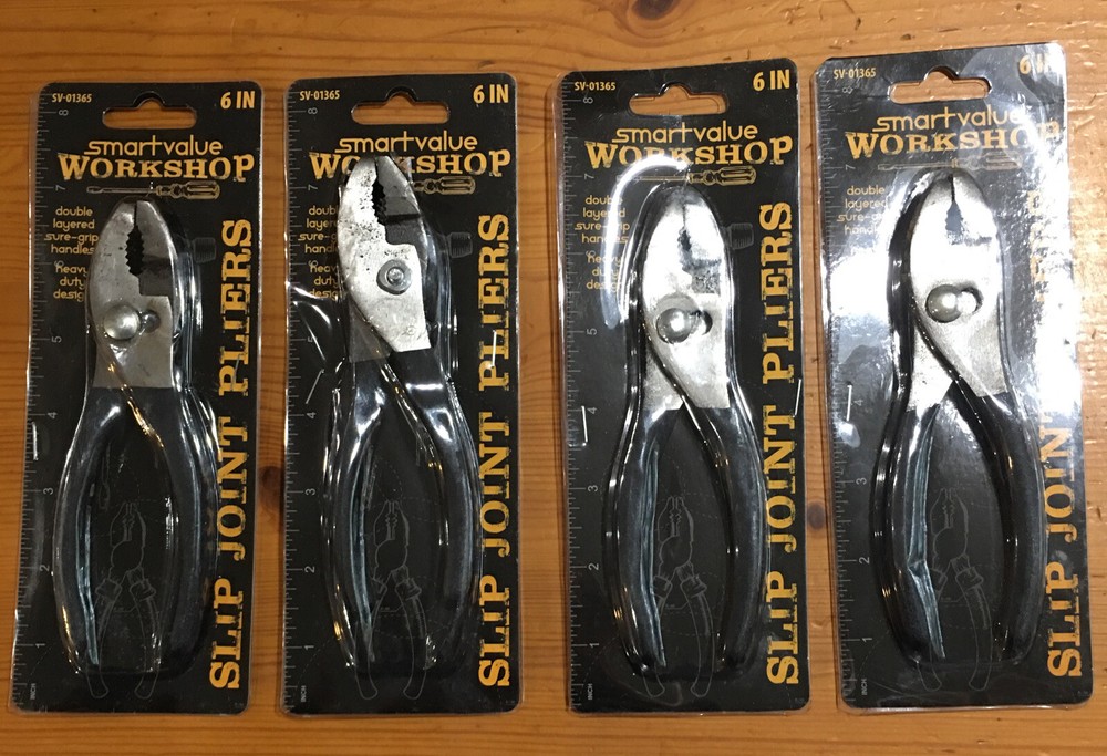 SmartValue Workshop 6" Slip Joint Pliers, 4-Pack