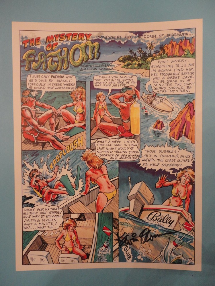 Fathom Pinball Machine Flyer Bally Original Autographed Brochure
