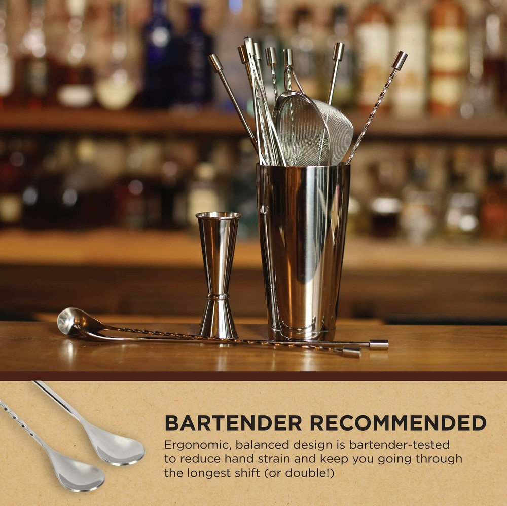 Heavyweight Professional Bar Spoons - 2pc Set (Spiral Handle & Smooth Handle)...