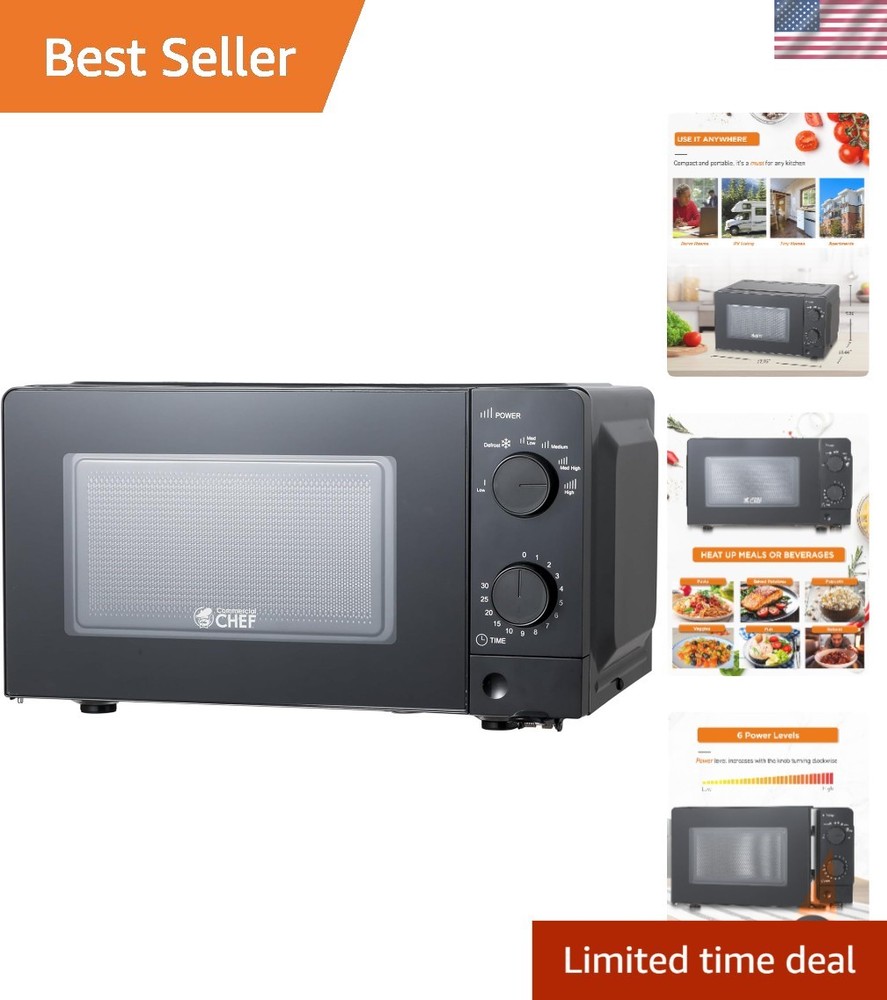 Efficient 0.6 Cu. Ft. Kitchen Microwave Oven - 700W with Pull Handle & Turntable