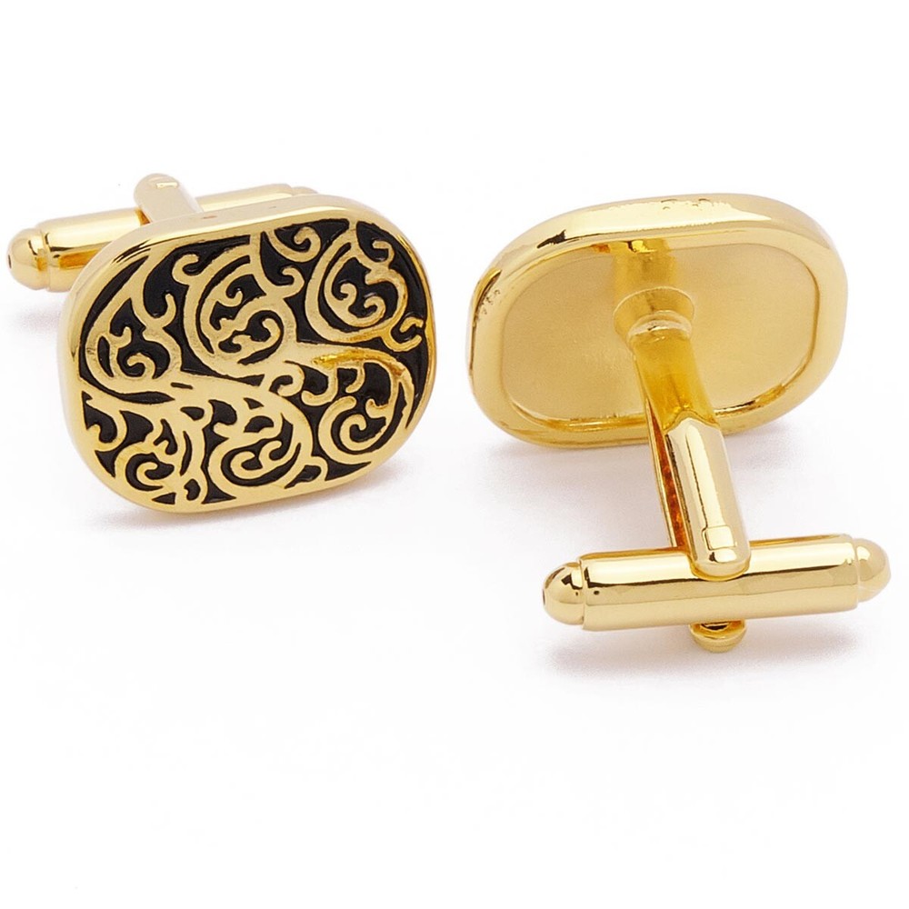 Cufflinks - Gold and Black with Fine Line