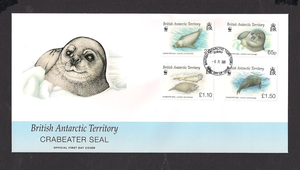British Antarctic Territory BAT FDC Scott 410-413 WWF seals