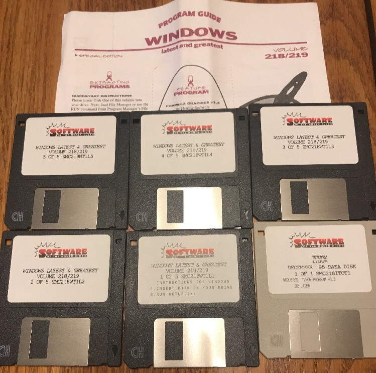 Windows Latest And Greatest Volume 218/9 W Program Guide & 6 Floppy Discs RARE