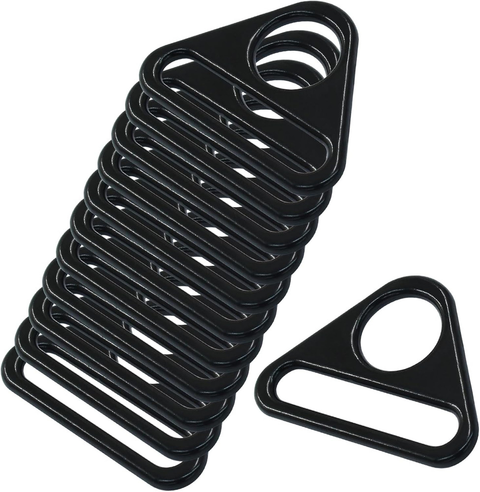 12 Pcs Black Metal Triangular Buckles D-Ring 2" Webbing Strap DIY Accessories
