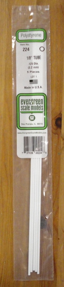 Evergreen Scale Models #224 1/8 (3.2mm) Polystyrene Tubes (4pcs)