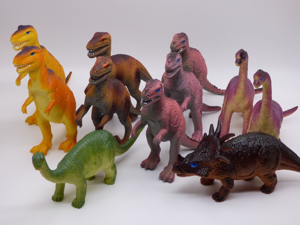 Assorted Medium Sized Plastic Dinosaur Toys - Lot of 11