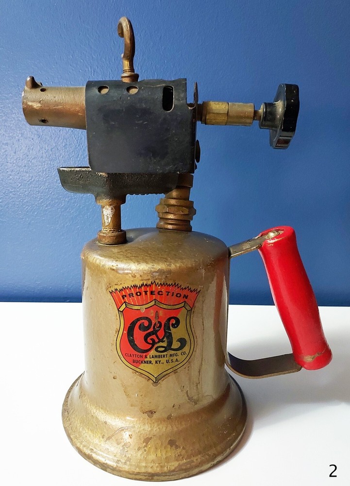 Vintage C & L Brass Blow Torch Red Handle