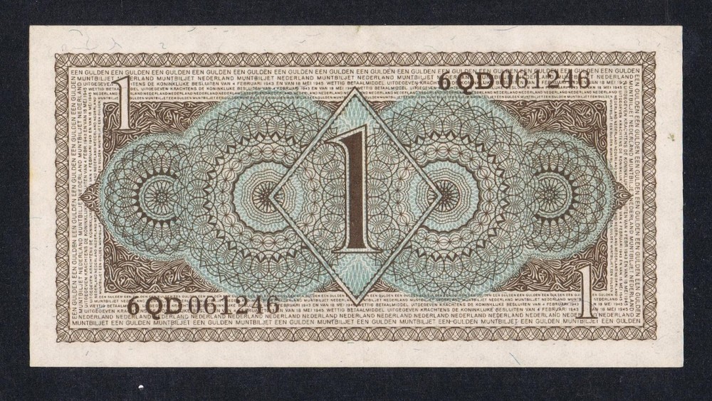 NETHERLANDS BANKNOTE 1 GUILDER 1949 JULIANA UNC