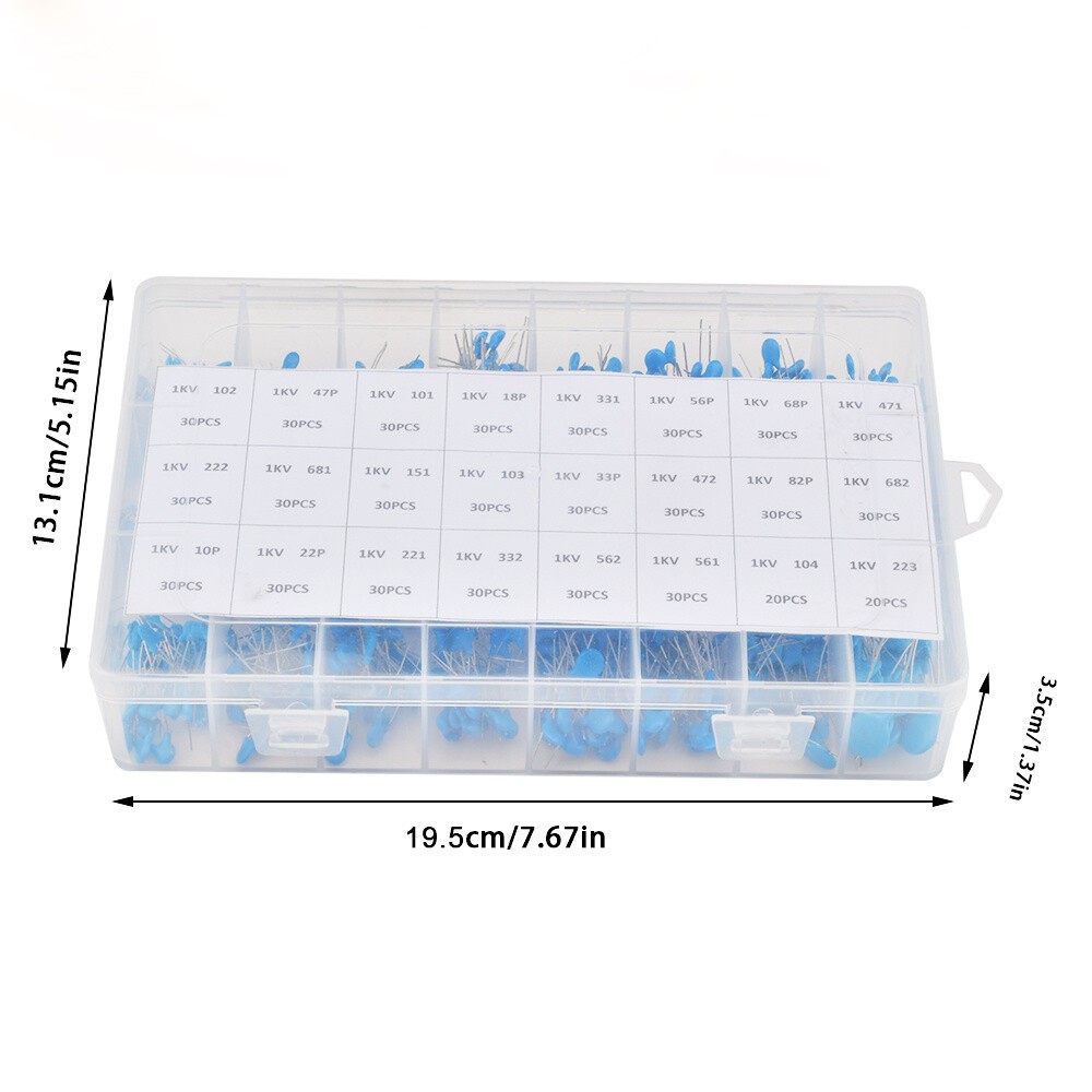 700PCS 1KV 10PF-821PF 24 Values Assorted Kit High-Voltage Ceramic Capacitors Kit