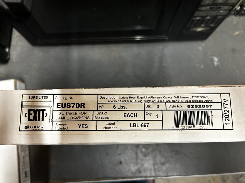 COOPER SURFACE MOUNT EDGE LIT UNIVERSAL CANOPY, SELF POWERED EXIT # EUS70R