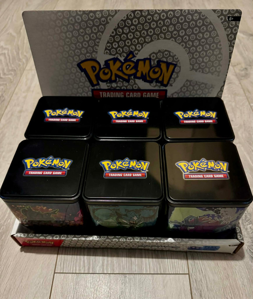 6x EMPTY Pokemon Stacking Tins + Display Case