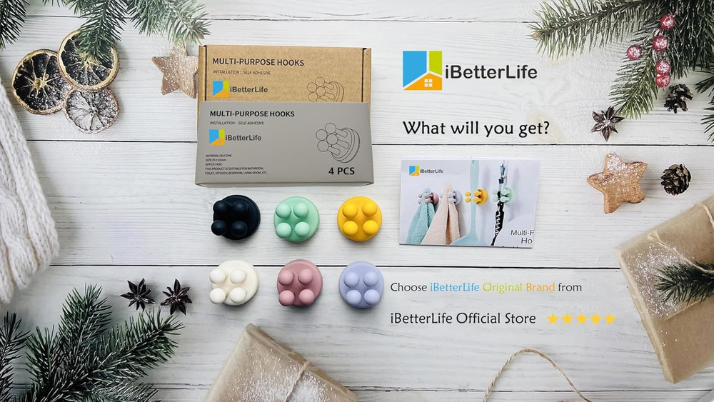 5Pcs Silicone Toothbrush Holders - Multi-Function Hook Waterproof Self Adhesive