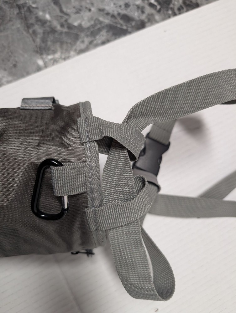 Climbing Chalk Bag Gray Drawstring Padded Fleece Liner Adjustable Shoulder Strap