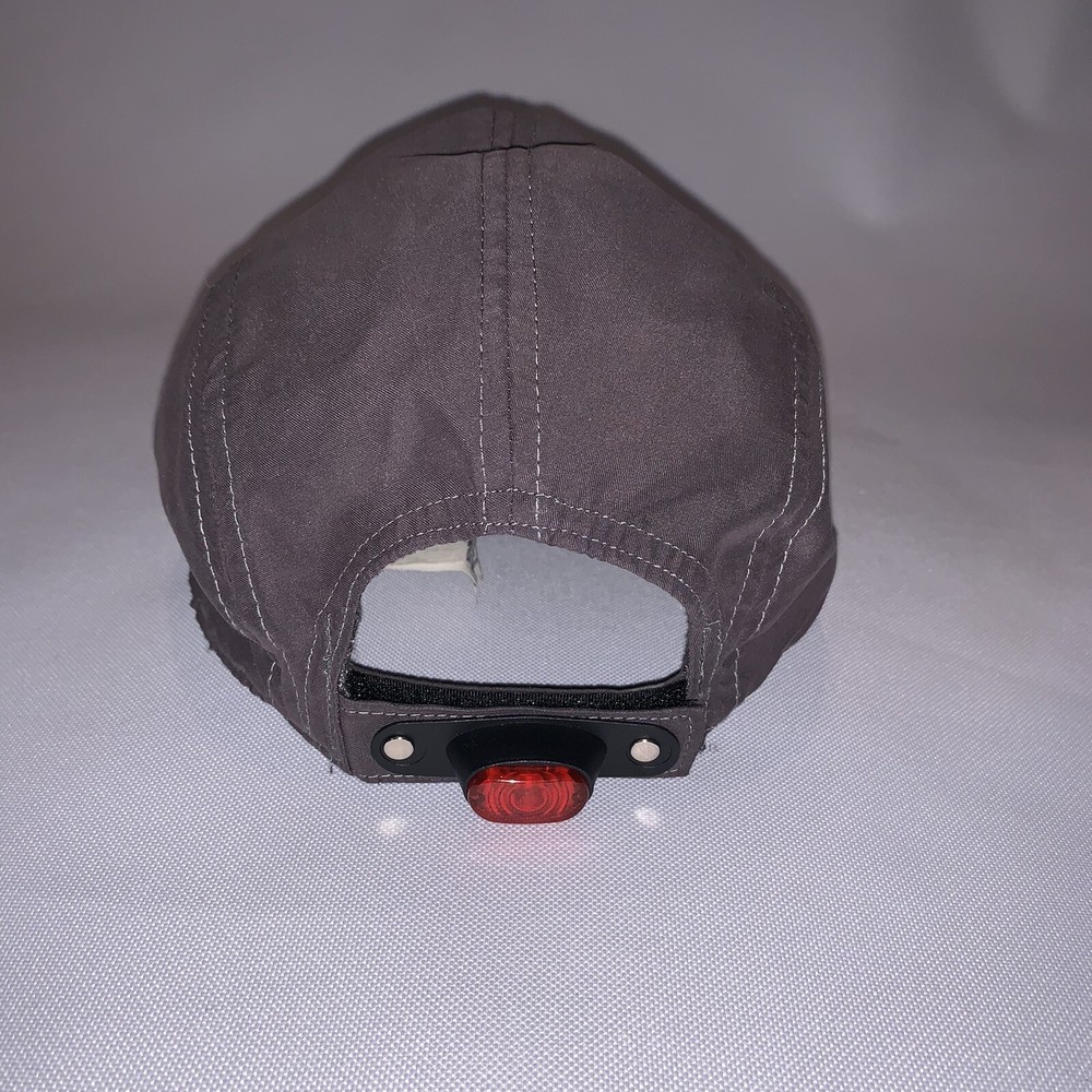Brooks Running Hat Reflective Adjustable Gray Cap Red Light Strap NOT WORKING
