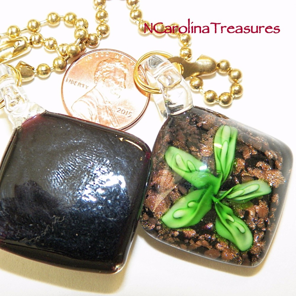 GLASS CEILING FAN LIGHT SWITCH PULL BLACK GLITTER GREEN FLORAL DIAMOND LARGE PR