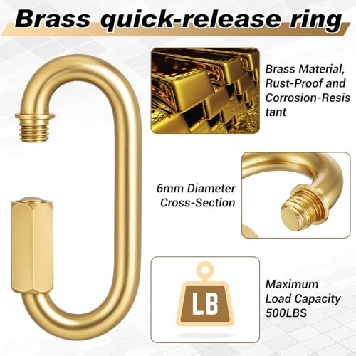 4 Pack Brass Quick Locking Chain Link Threaded Link Chain Connector Clips,