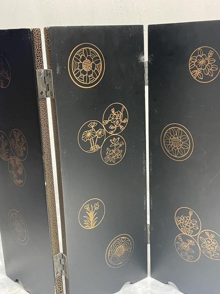 Chinese Folding 4 Panel Table Top Room Divider 16-1/2" Tall