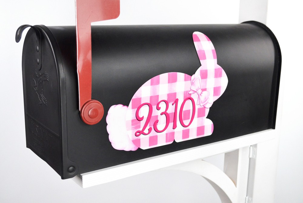 Mailbox Magnet Partial Cover Gingham Easter Bunny Assorted Colors Address