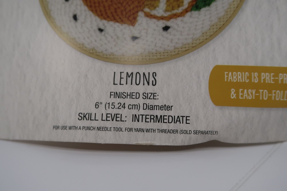NEEDLE CREATIONS PUNCH NEEDLE KIT LEMONS NIB