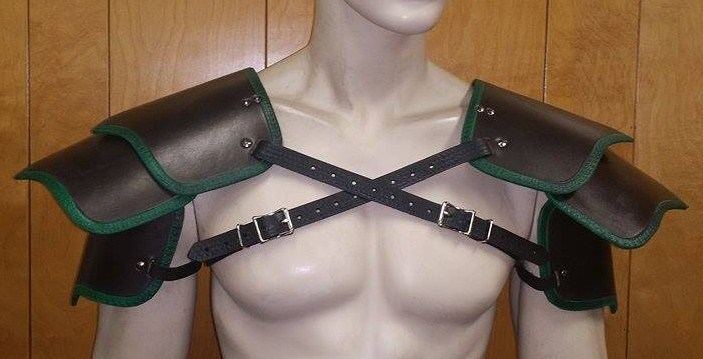 LEATHER ARMOR SEGMENTED SHOULDER LARP COSPLAY