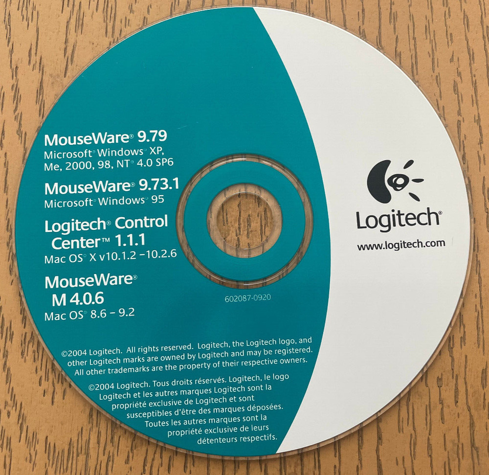 Logitech MouseWare CD 9.79 9.73.1 Control Center Software 2004 Windows Mac