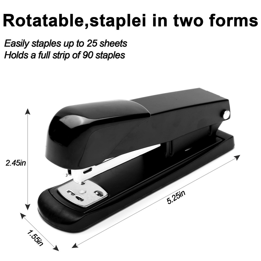 GROLENT Black Modern Office Stapler 25 Sheet Capacity Automatic Includes 1000...