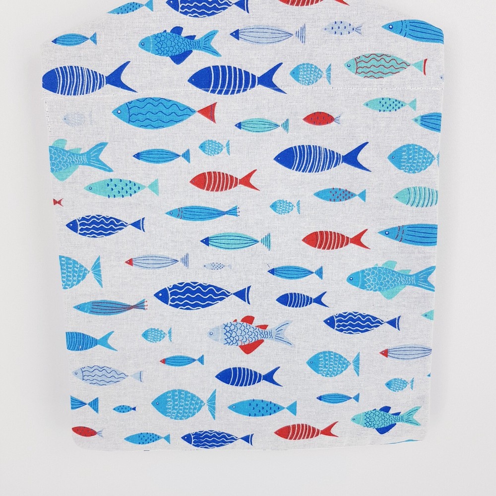 Peg Bag Handmade White Blue Fish Print Lined Laundry Clothes Peg Holder