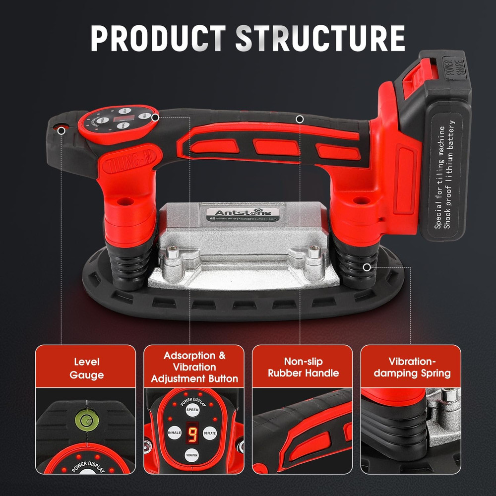 220mm Tile Vibration Tool with 441Lbs Suction & 9 Speed Settings