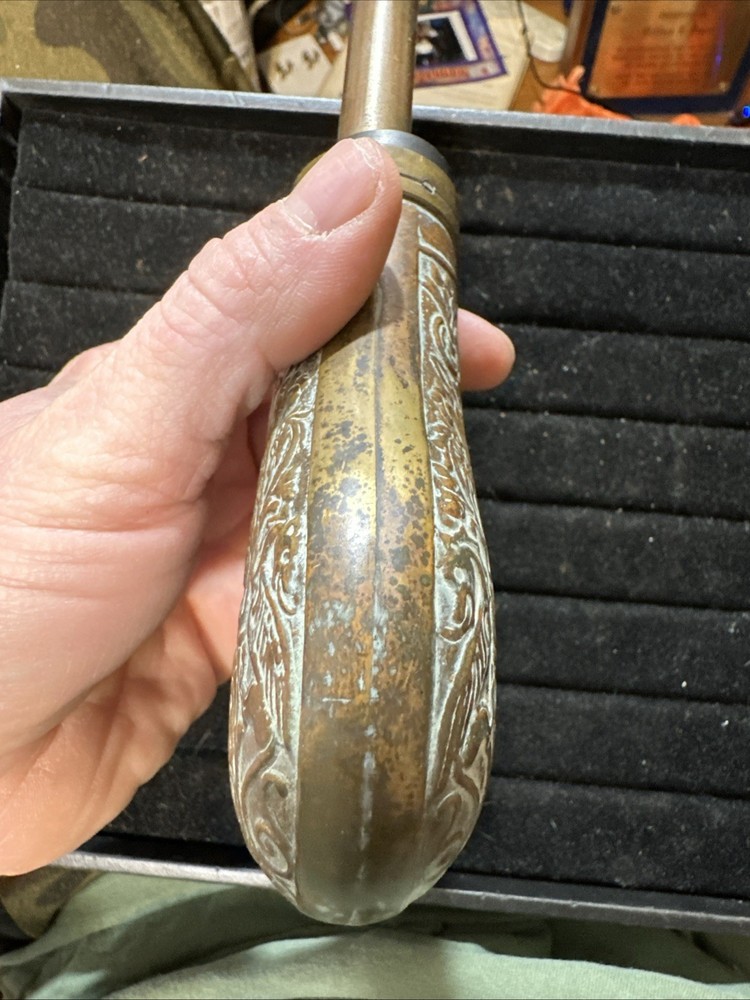 Vintage brass powder horn