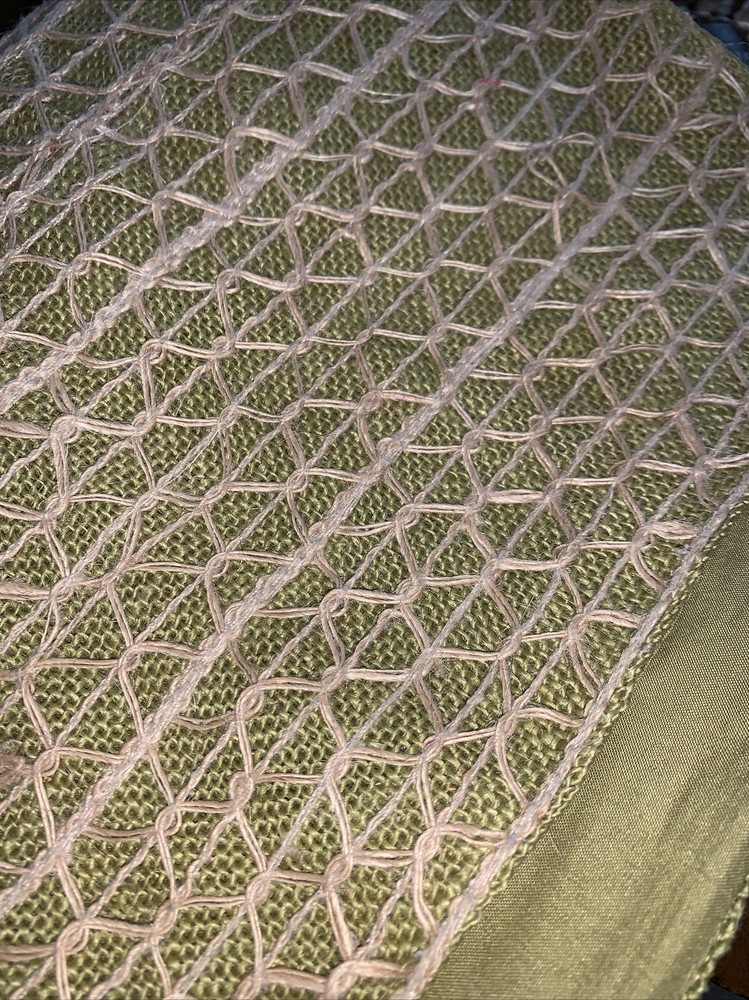 MAX STUDIO Table Runner Farmhouse Burlap Accent Sage Green  Lined 6ft