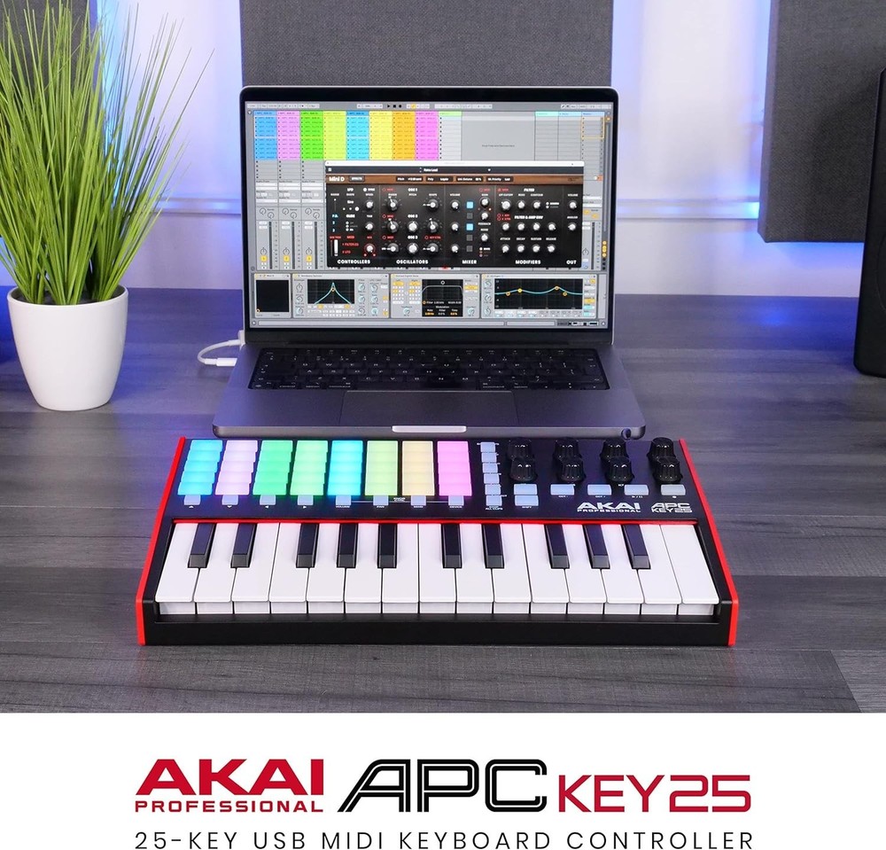 Ableton Live USB MIDI Keyboard Controller - 25 Mini Keys & RGB Performance Pads