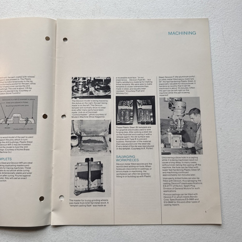 Devcon Corporation Danvers, Mass Tooling With Devcon Bulletin T-1 Catalog