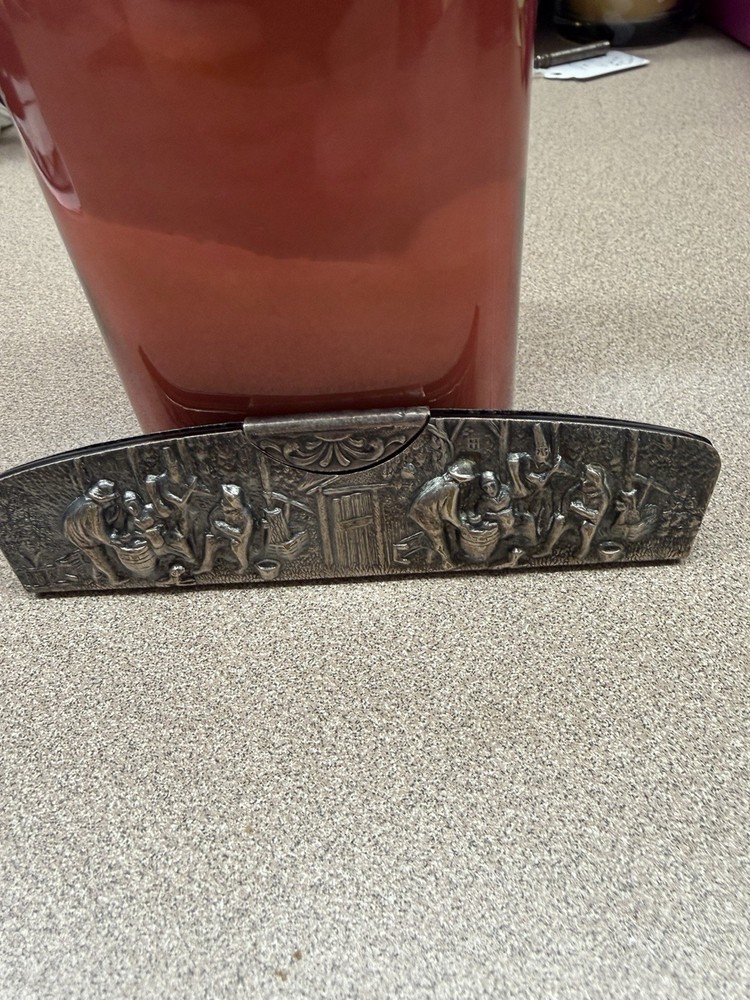 Silver Dutch Scene Comb Case With Comb, “DENMARK”