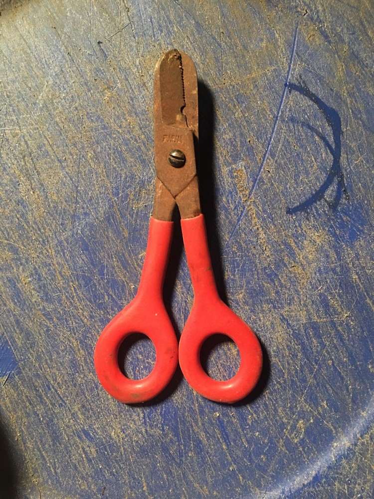 vintage Red  handle  scissors japan